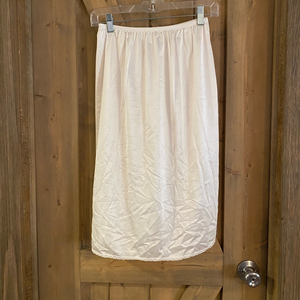 Early Vintage Vanity Fair
Ivory Half Slip Nylon Side Slit
Lace Trim USA Coquette